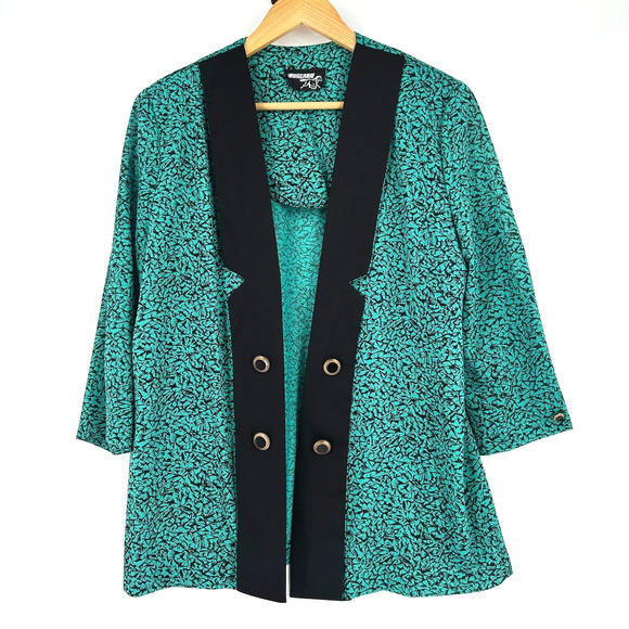 VTG 80s 90s Whirlaway Women Chiffon Lightweight Print Blazer L/XL Retro Colorful - Picture 1 of 6